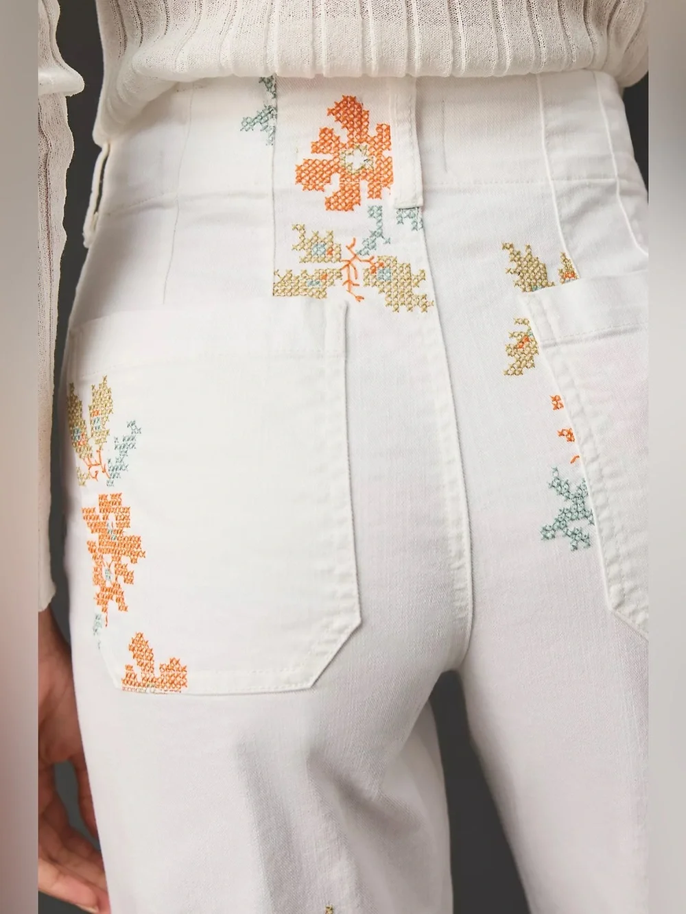 Anthropologie Maeve Denim Colette Embroidered Pants - Size 28 - Picture 4 of 8